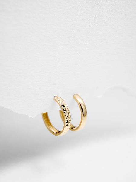 14 Ayar 3mm Bombeli Kalemli Halka Küpe - Çap: 1.4 cm