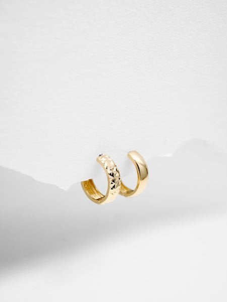 14 Ayar 4mm Bombeli Kalemli Halka Küpe - Çap: 1 cm