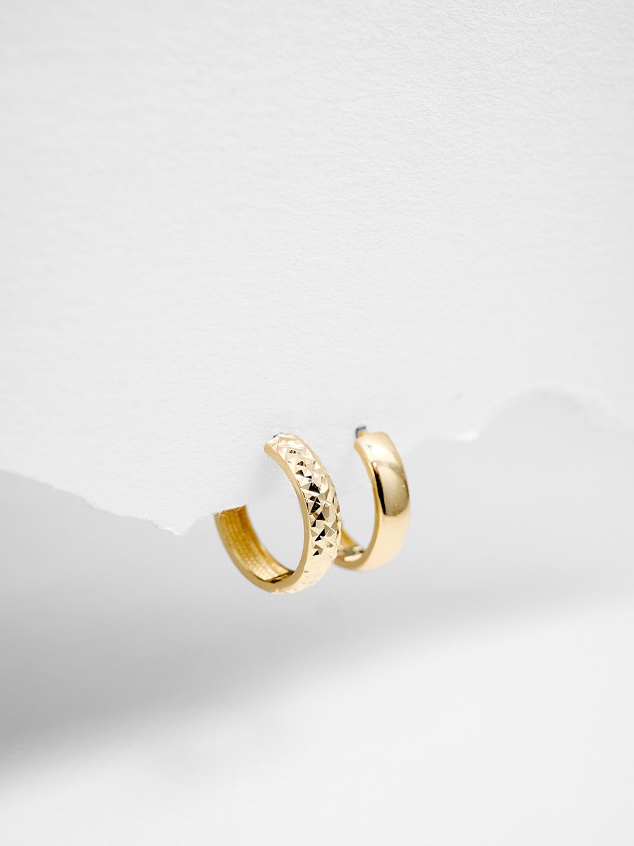 14 Ayar 4mm Bombeli Kalemli Halka Küpe - Çap: 1.2 cm