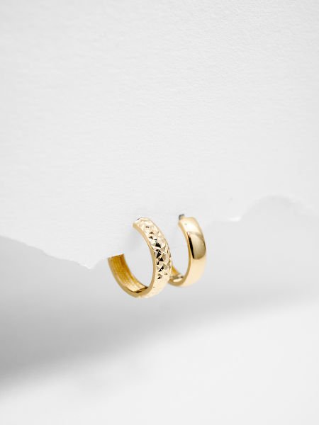 14 Ayar 4mm Bombeli Kalemli Halka Küpe - Çap: 1.2 cm