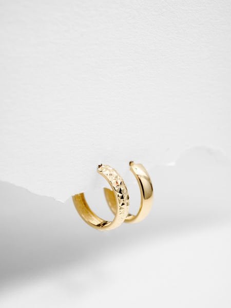 14 Ayar 4mm Bombeli Kalemli Halka Küpe - Çap: 1.4 cm