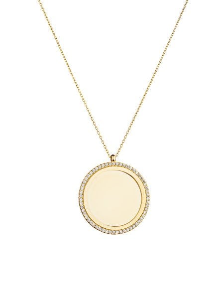 14 Ayar Taşlı Plaka Kolye