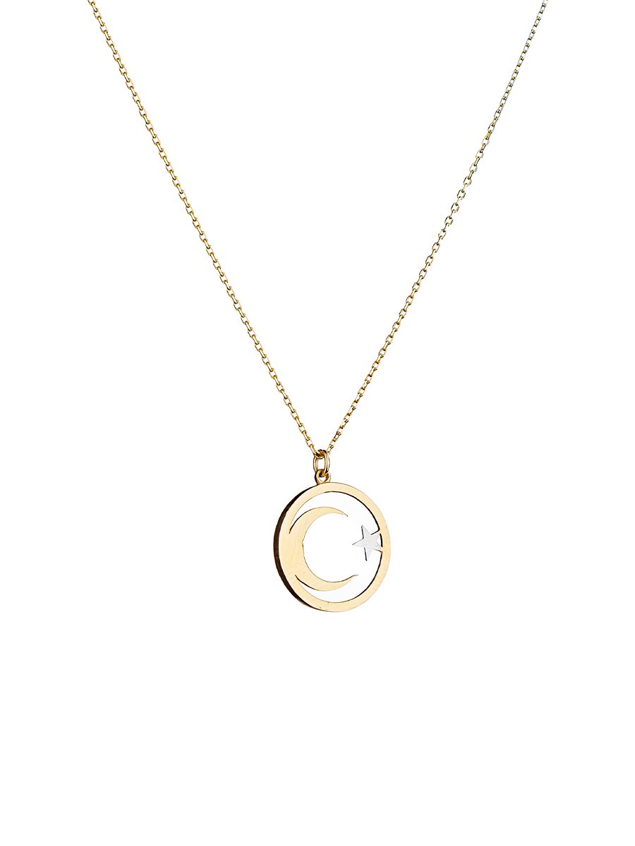 14 Ayar Ay Yıldız Kolye