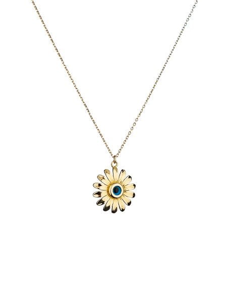 14 Ayar Nazar Boncuklu Çiçek Kolye