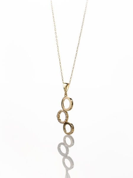 14 Ayar Üçlü Halka Kolye