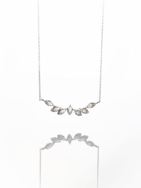 14 Ayar Beyaz Markiz Kesim Taşlı Kolye