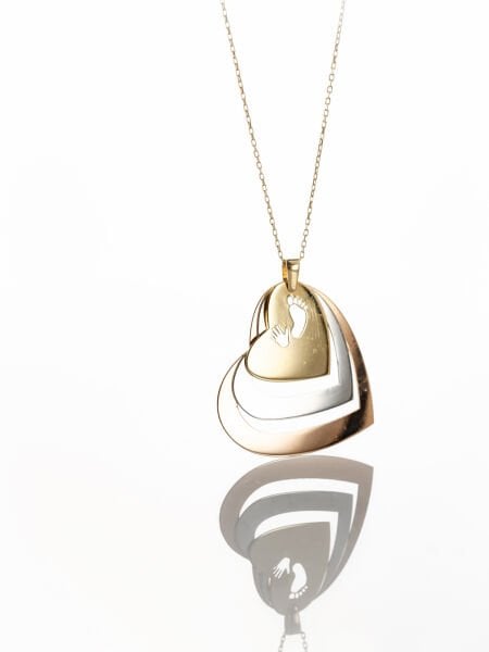 14 Ayar Plaka Kalp Kolye