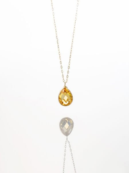 14 Ayar Sarı Taşlı Kolye