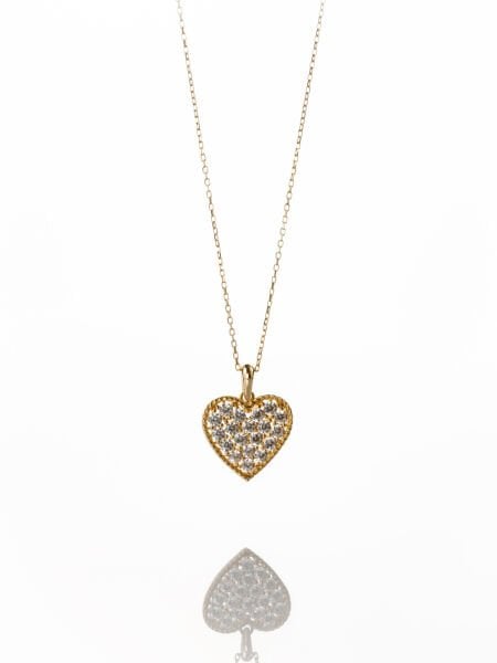 14 Ayar Taşlı Kalp Kolye