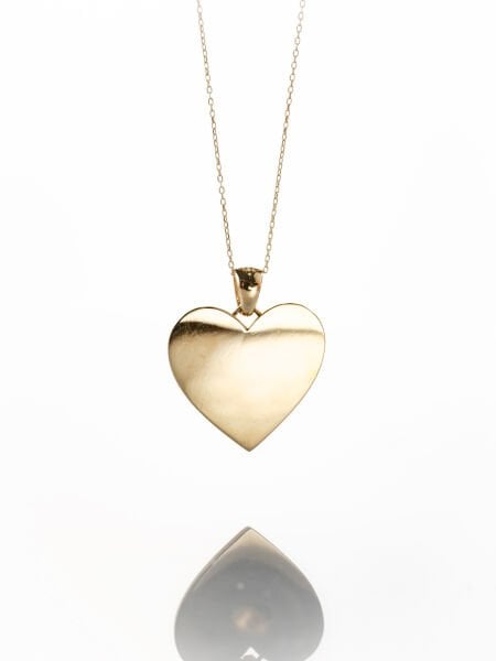 14 Ayar Plaka Kalp Kolye