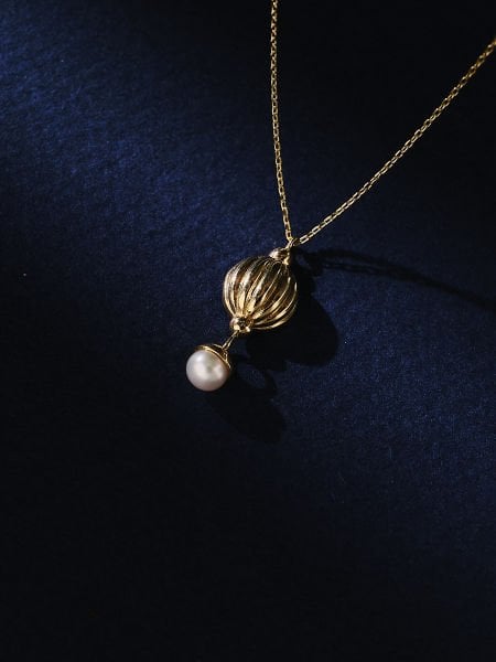 14 Ayar İncili Balon Kolye