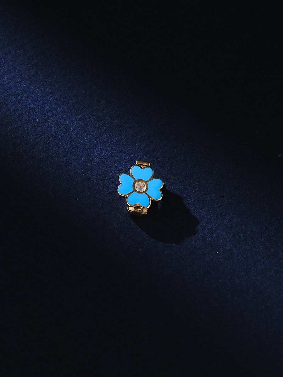 14 Ayar Mavi Çiçek Bileklik Charm