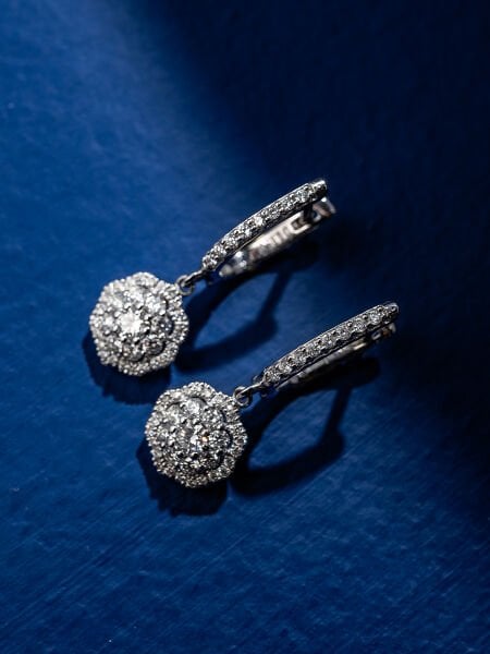 0.85 Karat Pırlanta Coronet Küpe