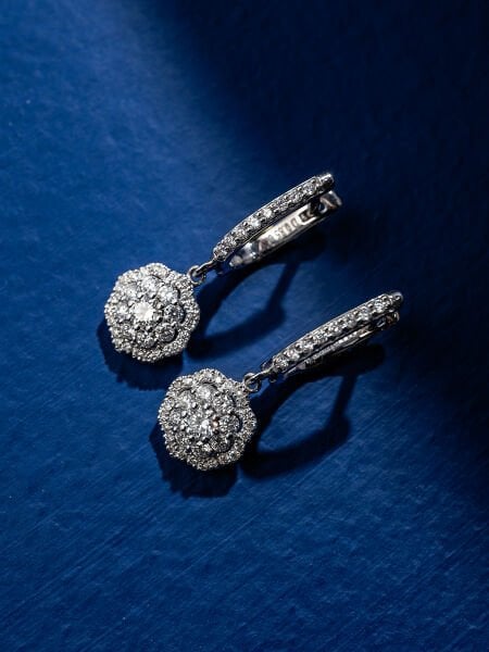 0.85 Karat Pırlanta Coronet Küpe