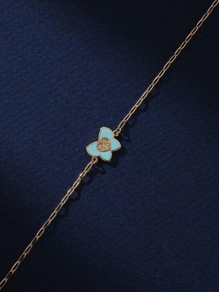 14 Ayar Mavi Mineli Kelebek Bileklik