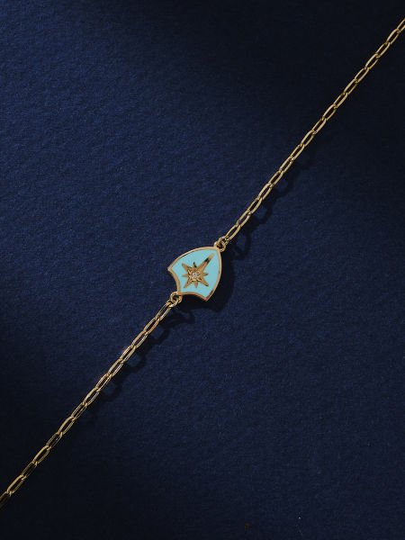 14 Ayar Mavi Mineli Kutup Yıldızı Bileklik